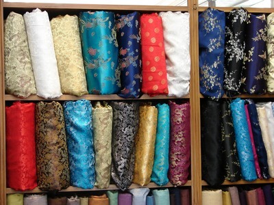Fabric store in Bangkok; beware of travel scams taking you to places like these! says Chris & Cathy, traveling teachers