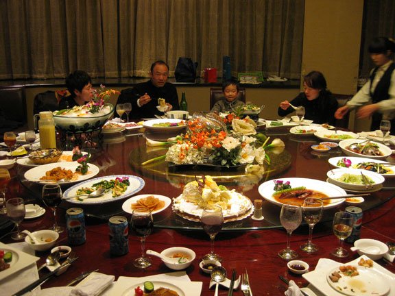 Enjoying a Chinese banquet