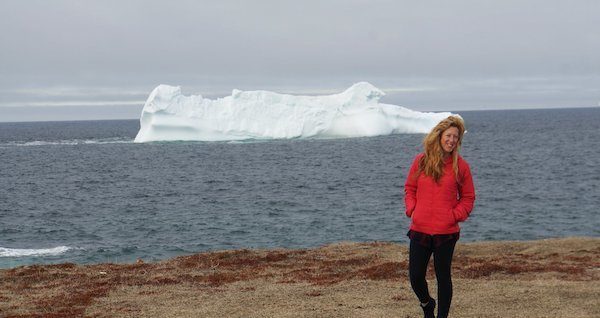 Candice Walsh with an iceberg in her home province of Newfoundland