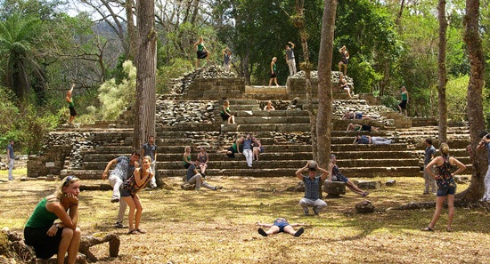 chilling out at Copan Ruins in Honduras