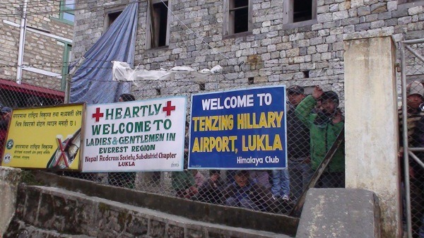 Lukla airport signs; the gateway to Mt. Everest