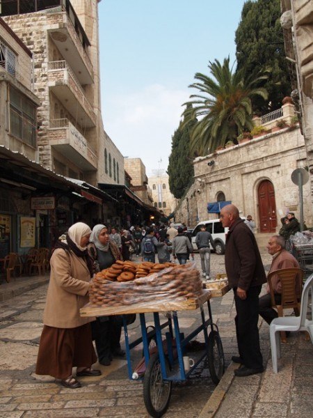 Selling baked goods on the street in Israel