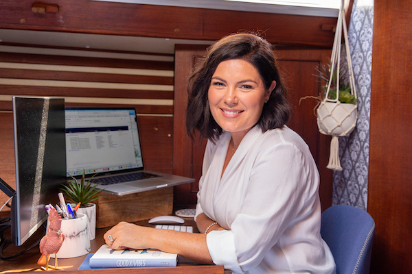 Erin Carey managing a remote career on a boat