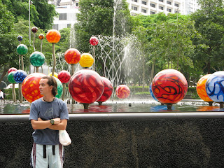 hanging out by an artsy water park in Singapore