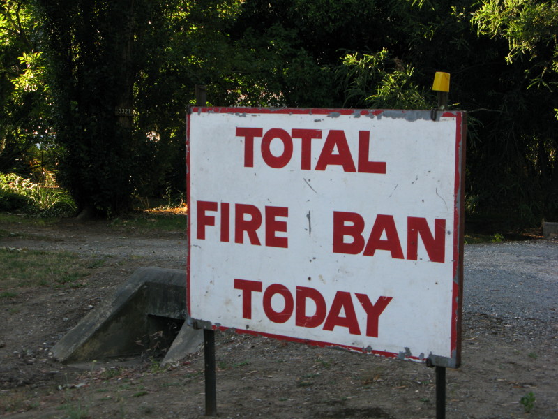 total fire ban sign in Australia