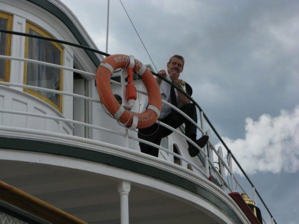 Steamship Segwun and its captain