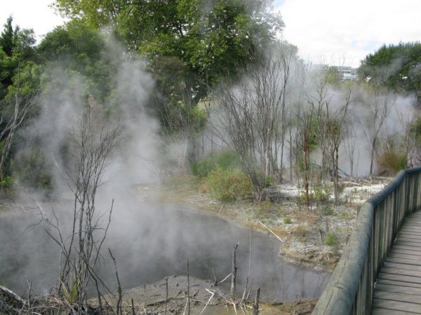 steaming pits in Kiurau park in Rotorua New Zealand