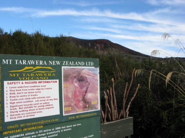Mount Tarawera sign