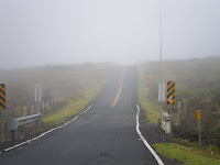 a foggy road while driving around the Big Island of Hawaii