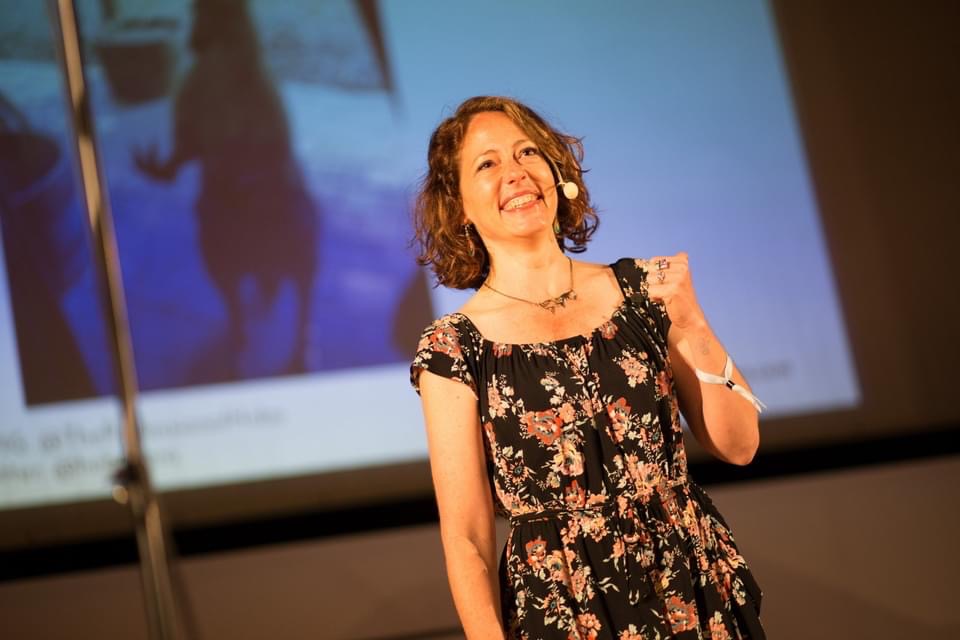 Nora Dunn, giving a keynote speech at Bansko Nomad Fest