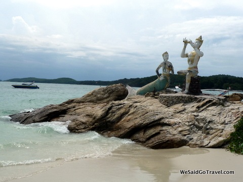 Koh Samet sculptures at the beach; photo by WeSaidGoTravel.com