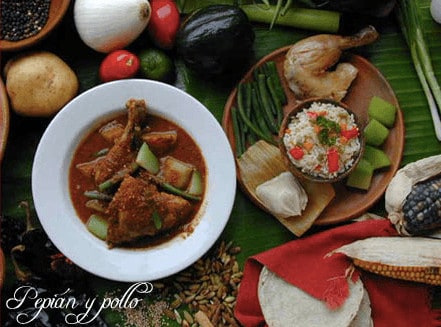 Go to Fonda de la Calle Real for authentic Guatemalan food. Local food from Guatemala pictured here.
