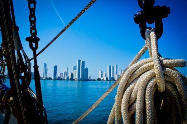 Leaving Cartagena by boat; photo taken by Elaine of Runaway Brit