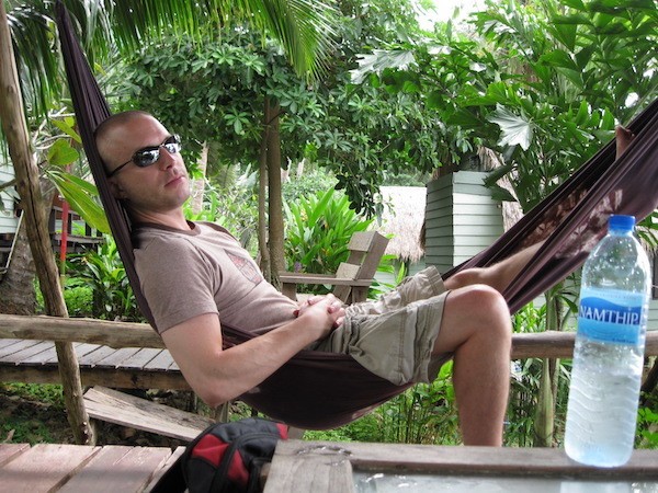 Leif Pettersen in a hammock, traveling full-time and travel writing
