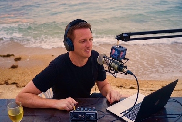 Matt Bowles recording his podcast The Maverick Show
