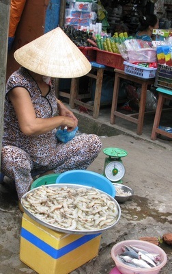 shrimp for sale at a Vietnamese market