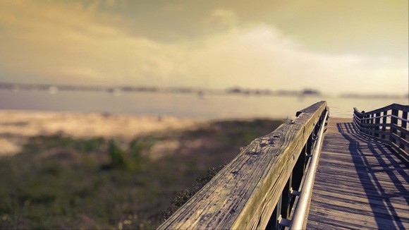 Wooden bridge to beach in Gulfport Florida