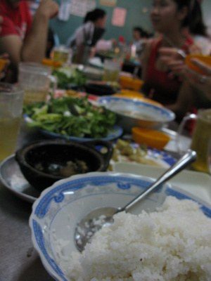 Vietnamese dinner table full of food