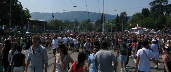 one of the outdoor stages at Street Parade