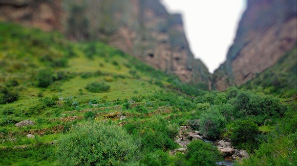 Inca trail through a canyon