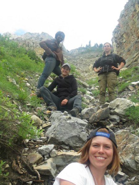 descending the mountain in the Rocky Mountains during a hike